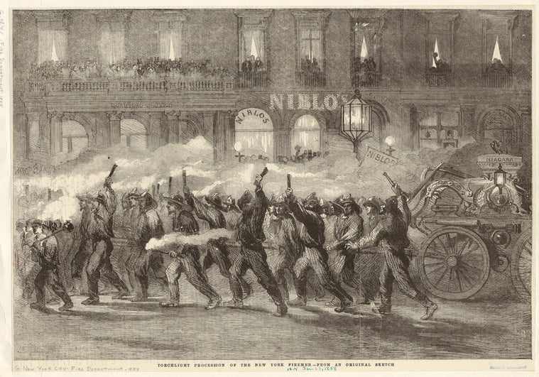Torchlight procession of the New York firemen