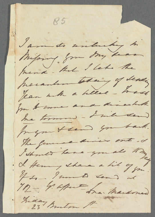 Dora Macdonald, Lady Macdonald to Jane Porter, autograph letter signed