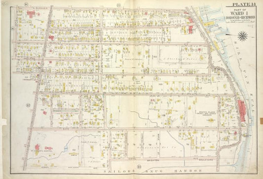 Plate 14, Part of Ward 1 [Map bound by N. Burgher Ave (Burgher), Richmond Terrace, Pierhead Line, Kissel Ave, Henderson Ave, Bard Ave, Castleton Ave, Fairmount Ave, Pelton Ave (Hill St), Oakland Ave, Cary Ave]
