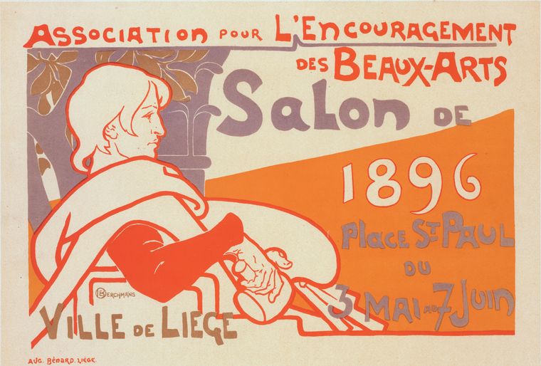 Affiche belge pour l'Association pour l'Encouragement des Beaux-Arts de la Ville de Liège, "Salon de 1896".