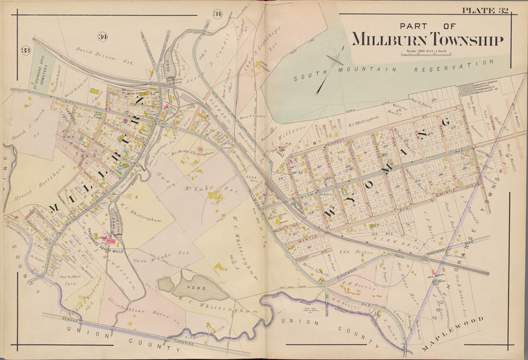 Essex County, V. 3, Double Page Plate No. 32 [Map bounded by Part of Millburn Township]