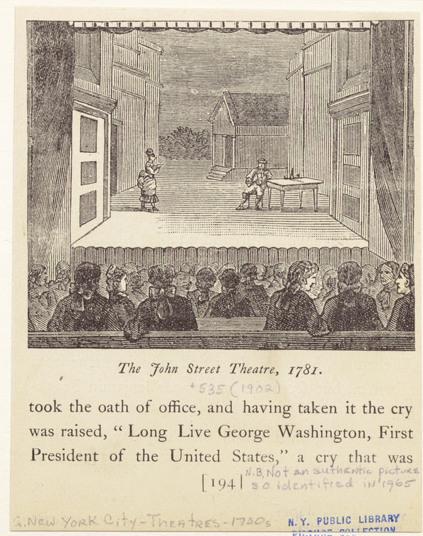 The John Street Theatre, 1781