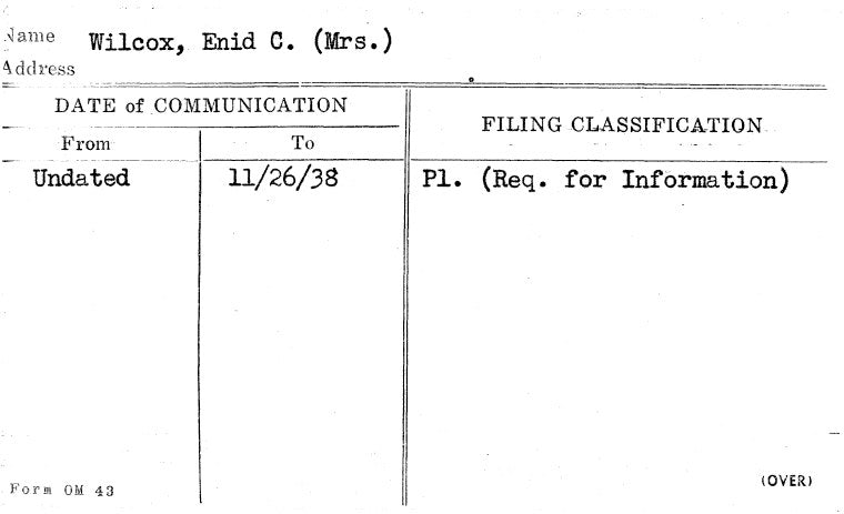 Wilcox, Enid C. (Mrs.)
