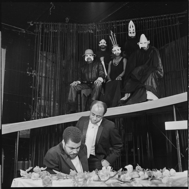 James Earl Jones and Roscoe Lee Browne in the stage production The Blacks