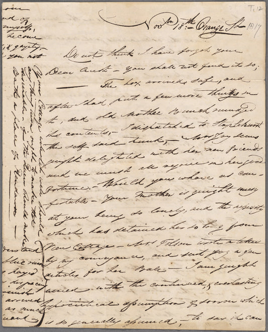 Autograph letter signed to Augusta White, 18 November 1817