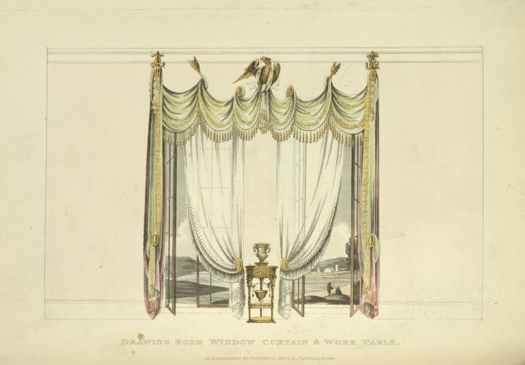 Drawing room window curtain & work table