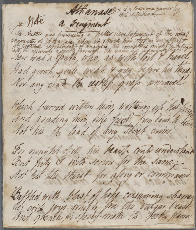 Holograph poem, "Athanase: a fragment"