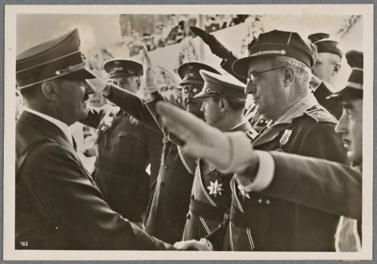The Fuhrer greets Spanish Nationalist generals, who are guests of honor in the Condor Legion parade in Berlin