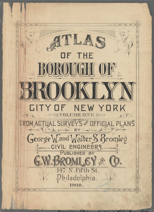Atlas of the Borough of Brooklyn, City of New York: from actual surveys and official plans by George W. and Walter S. Bromley.