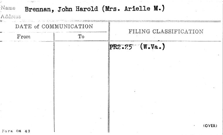 Brennan, John Harold (Mrs. Arielle M.)
