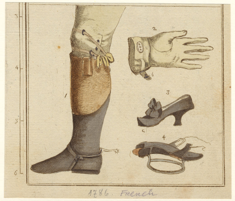 Man's boot ; Glove ; Woman's shoe