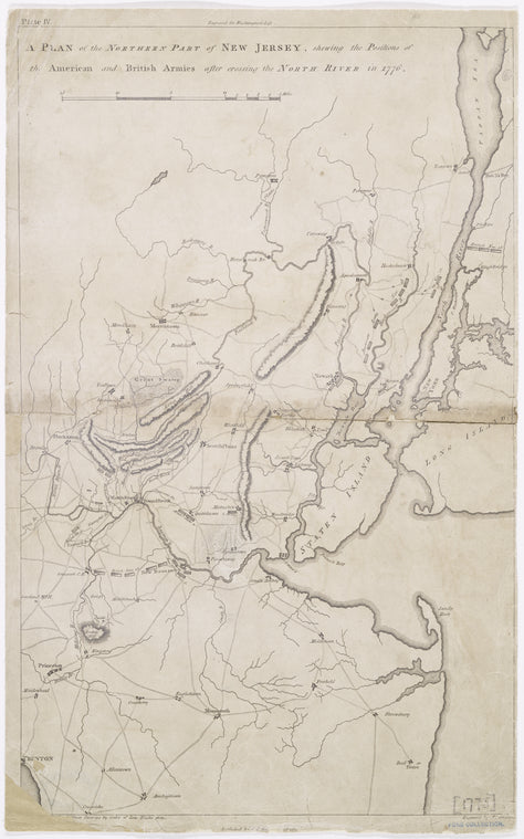 A plan of the northern part of New Jersey : shewing the positions of the American and British armies after crossing the North River in 1776