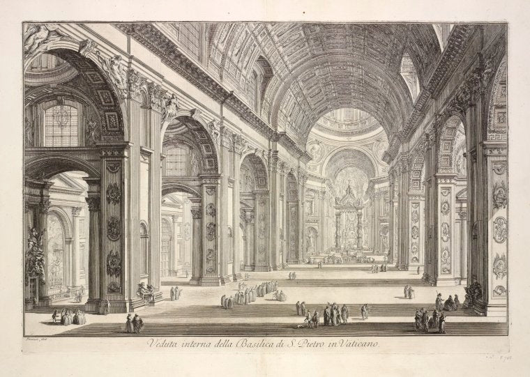 Veduta interna della Basilica di S. Pietro in Vaticano.