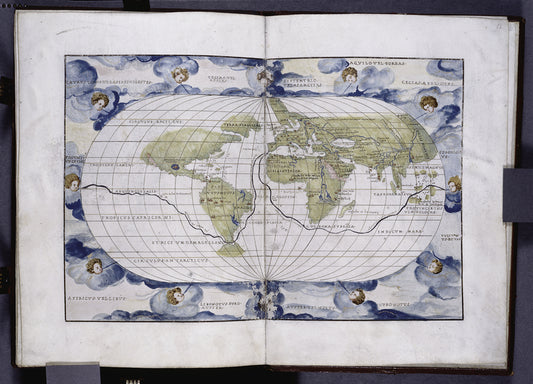 Planographic land map of the world