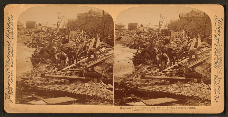 Recovering bodies from that awful chaos of wreckage, Galvestone Disaster.