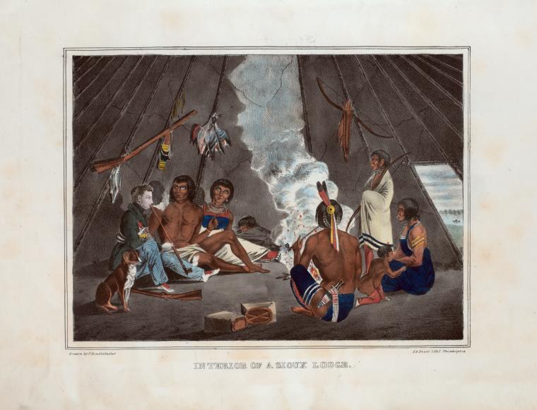 Interior of Sioux lodge.