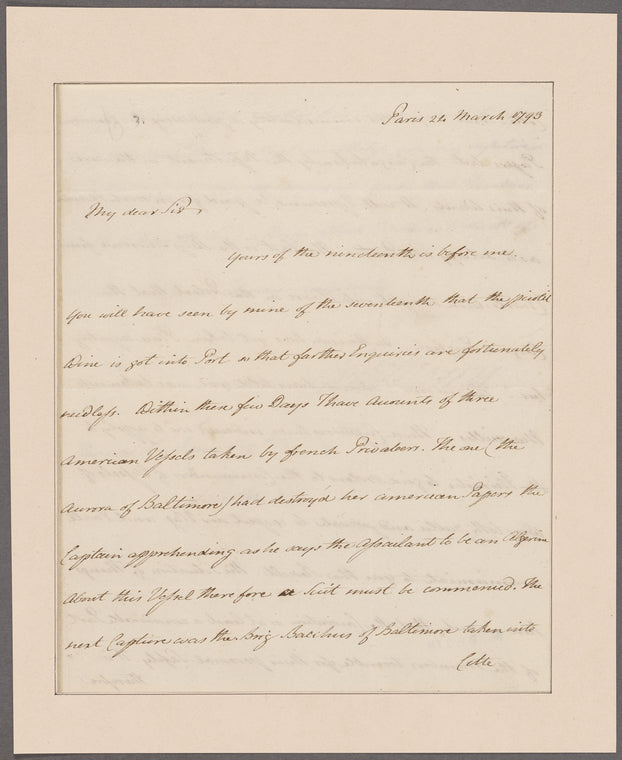 Morris, Gouverneur. Paris. To Thomas Pinckney