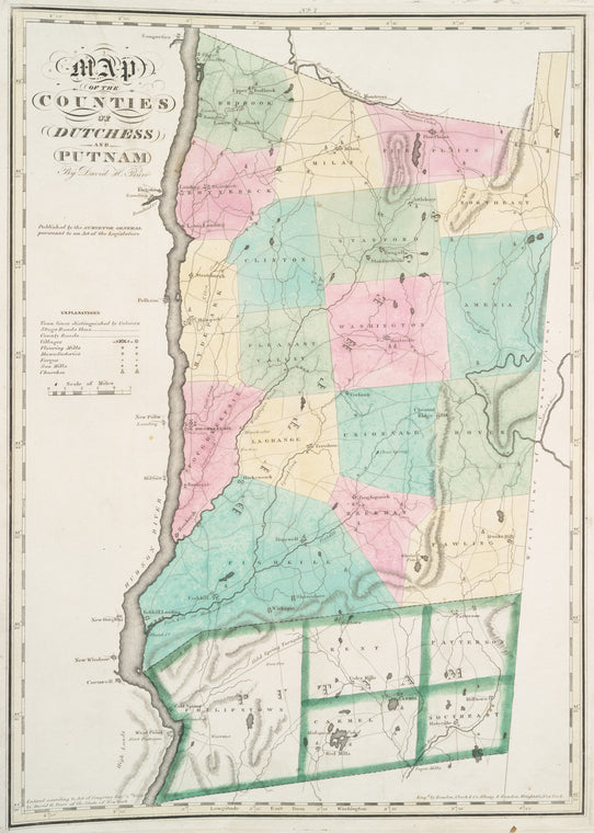 Map of the counties of Dutchess and Putnam