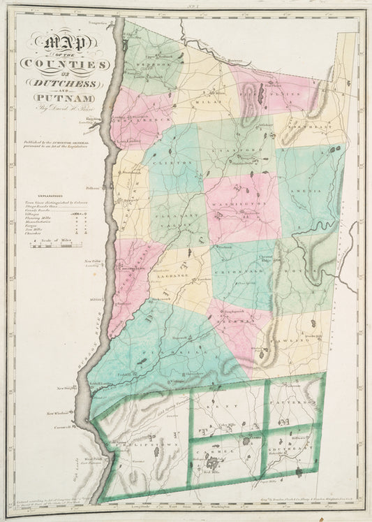 Map of the counties of Dutchess and Putnam