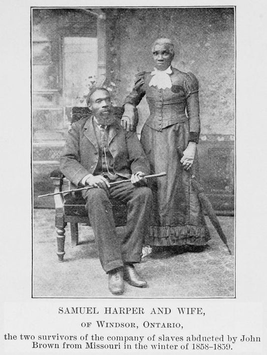 Samuel Harper and wife, of Windsor, Ontario, the two survivors of the company of slaves abducted by John Brown from Missouri in the winter of 1858-1859.