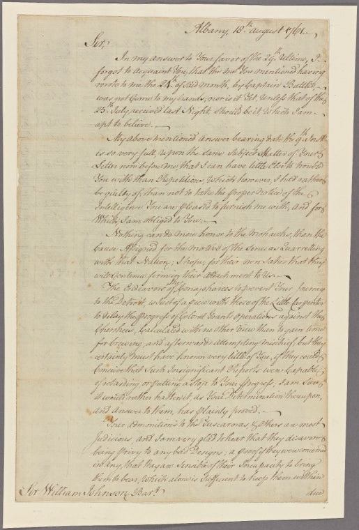 Letter to Sir William Johnson