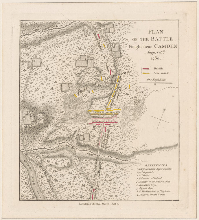 Plan of the battle fought near Camden August 16th, 1780