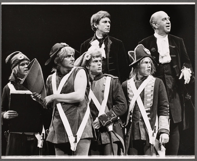 Howard Da Silva [far right] and unidentified others in the stage production The Unknown Soldier and His Wife