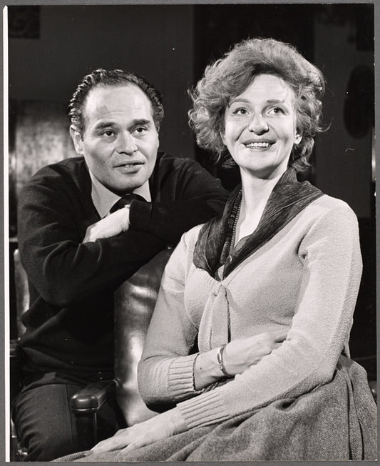Geraldine Page [right] and unidentified in rehearsal for the stage production The Umbrella