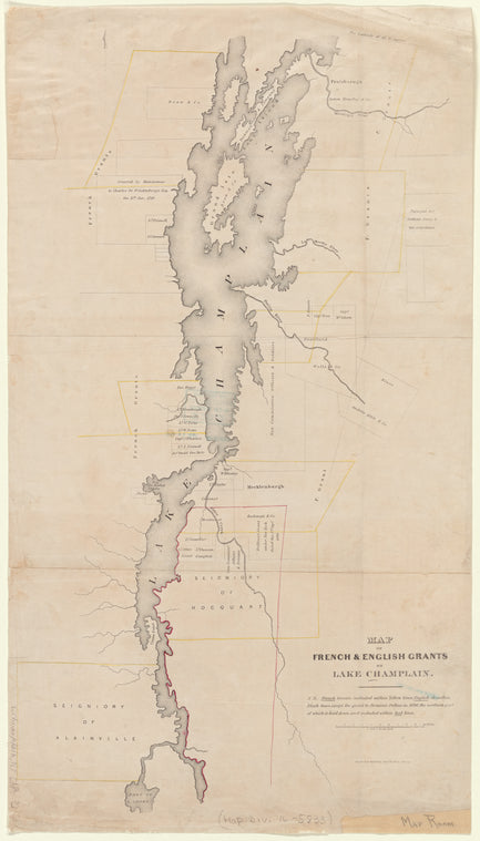 Map of French & English grants on Lake Champlain