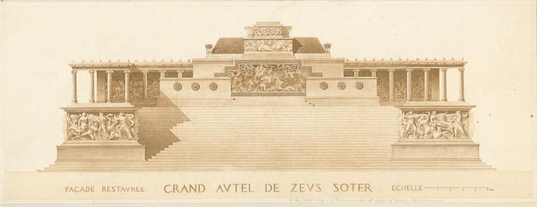 Façade restaurée, grand autel de Zeus Soter