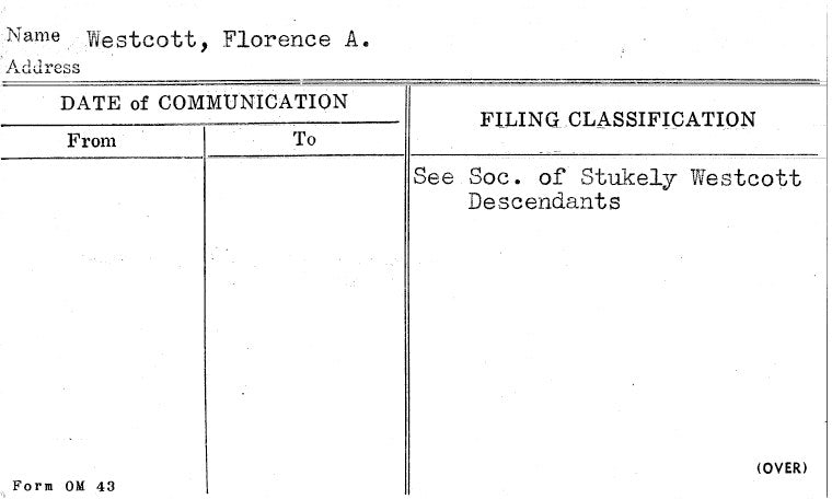 Westcott, Florence A.