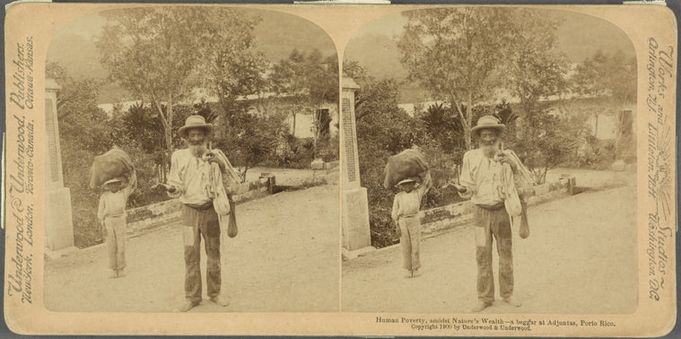 Human Poverty, admist Nature's Wealth -- a beggar at Adjuntas, Porto Rico