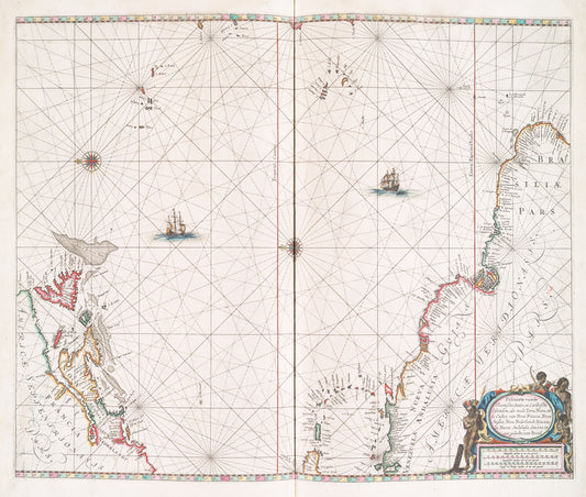 Pascaerte vande Vlaemsche, Soute, en Caribesche Eylanden, als mede Terra Nova, en de custen van Nova Francia, Nova Anglia, Nieu Nederlandt, Venezuela, Nueva Andalusia, Guiana en een gedeelte van Brazil