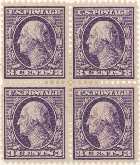 3c deep violet Washington block of four