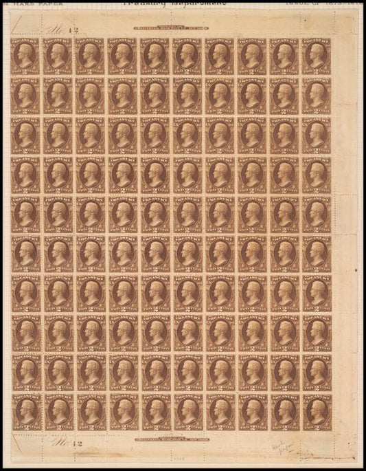 2c brown Jackson Treasury department official sheet of 100