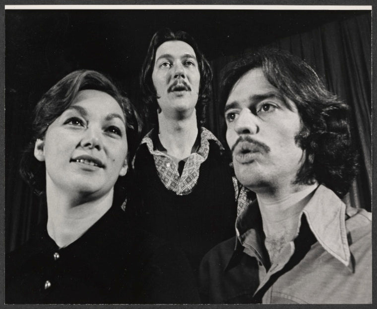 Kate Hurney [left] and unidentified others in the stage production The Mother of Us All