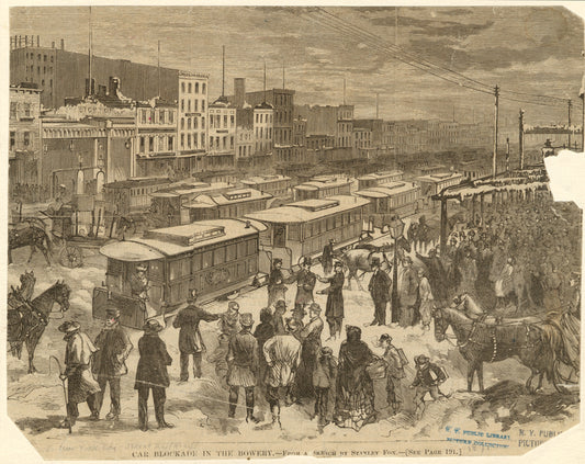 Car blockade in the Bowery