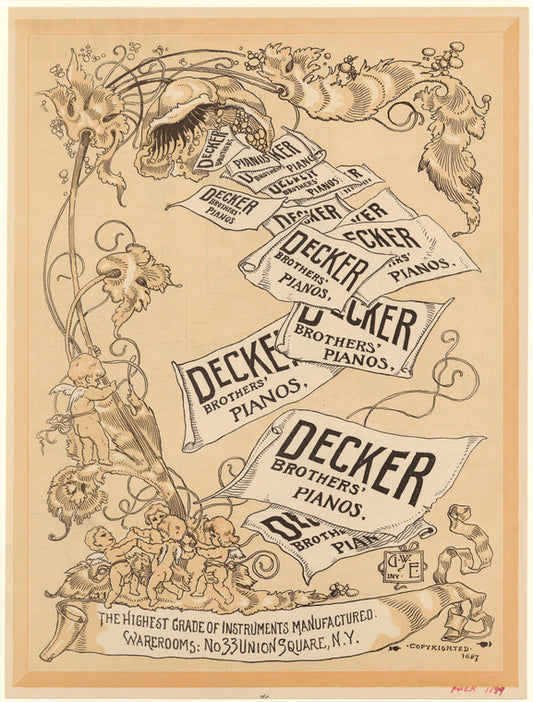 Advertisement for Decker Brothers' pianos, 1889