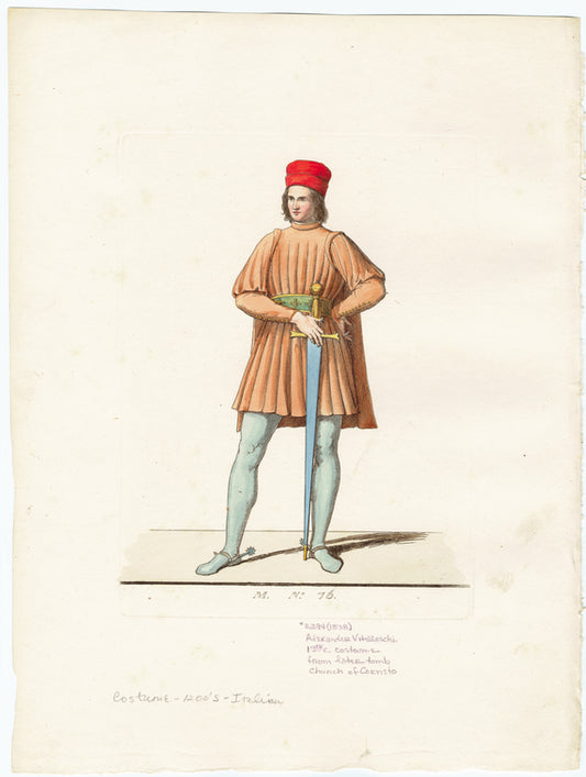 Alexander Vitelleschi, 13th c. costume from later tomb church of Corneto