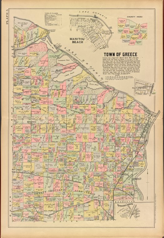 Monroe County, Double Page Plate No. 5  [Map of town of Greece, Manitou Beach]