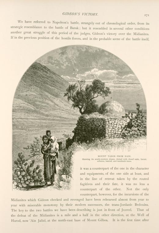 Mount Tabor from Nain, showing its south-western slopes, dotted with dwarf oaks, locust, arbutts, lentisk, and terebinth trees