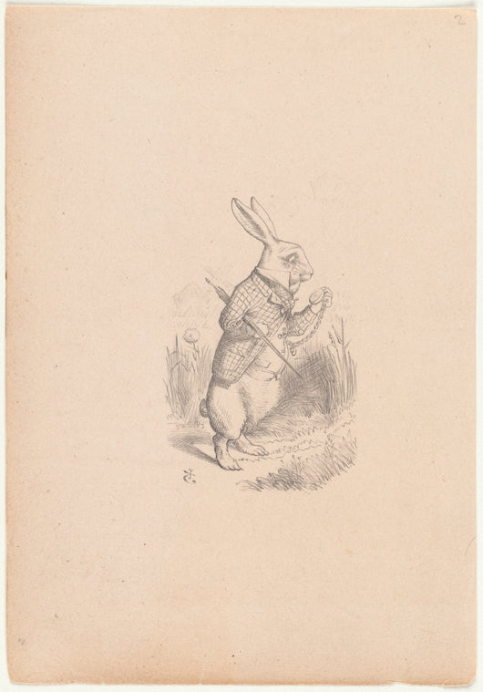 Drawing of the White Rabbit holding his watch