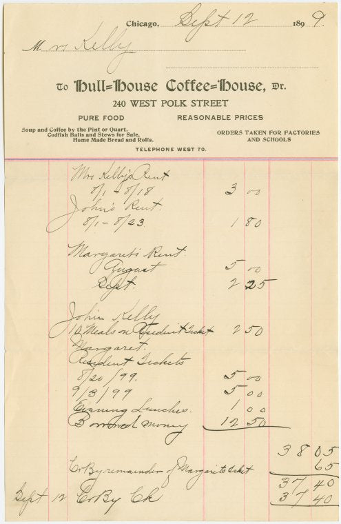 Hull House Coffee receipt