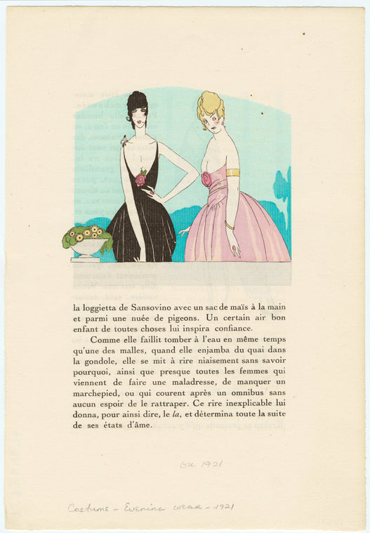 Women in black and pink evening gowns, 1921