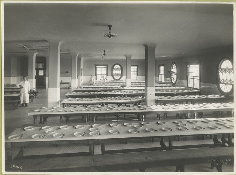 Dining hall on Ellis Island.