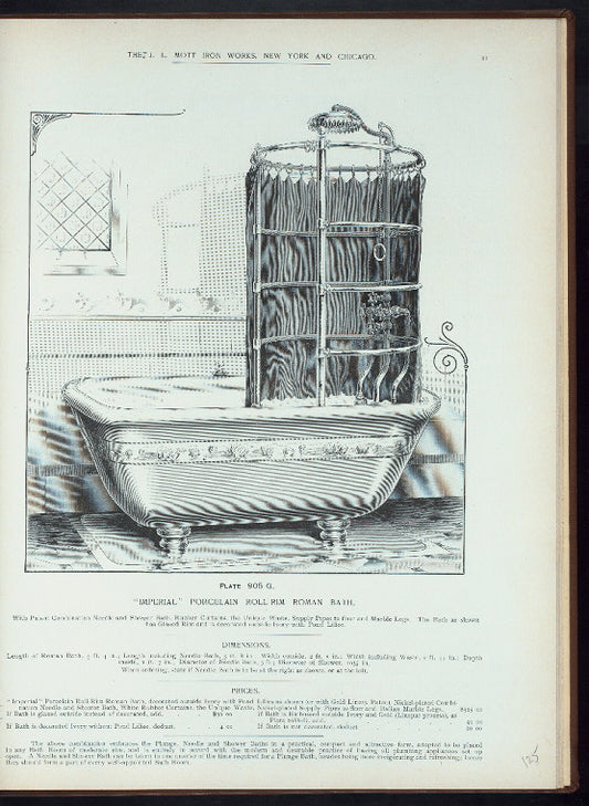 'Imperial' porcelain roll-rim Roman bath. Plate 905-G.