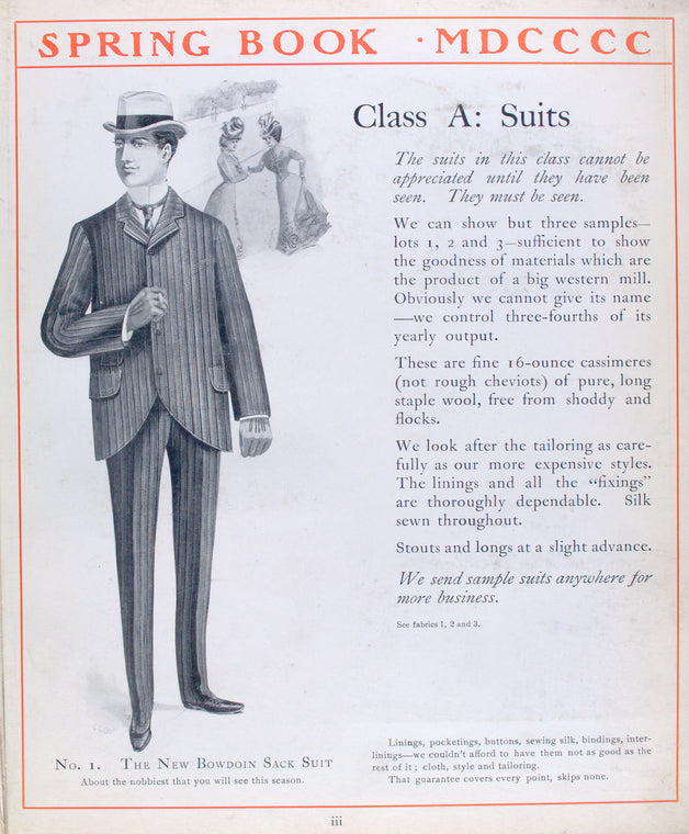 Class A: suits; No. 1. The new Bowdoin sack suit.