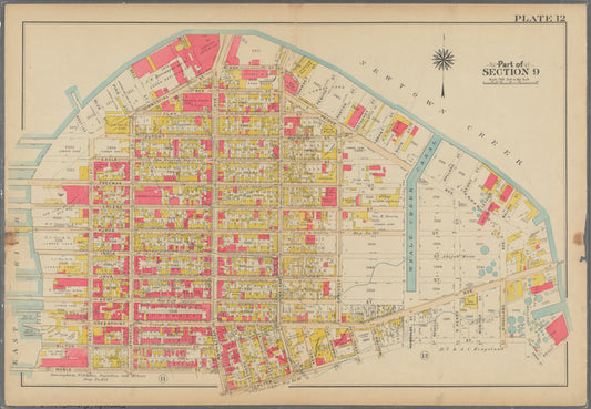 Bounded by Commercial Street, Ash Street, Box Street, Paidge Avenue (Newtown Creek), Sutton Street, Calyer Street, Manhattan Avenue, Noble Street, West Street (East River Piers) and Commercial Street:  Part of Sections 9