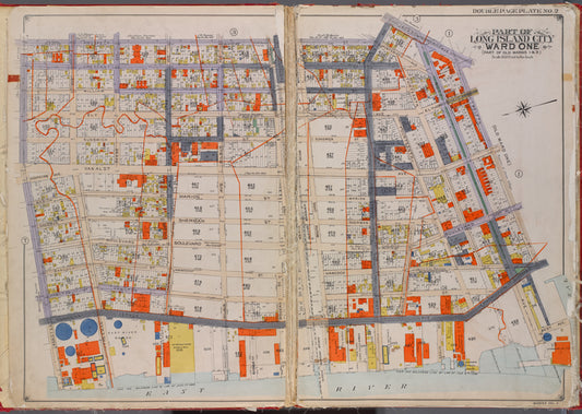 Queens, V. 2, Double Page Plate No. 2; Part of Long Island City, Ward 1; [Map bounded by Prospect St., 12th St., East River, Webster Ave.]