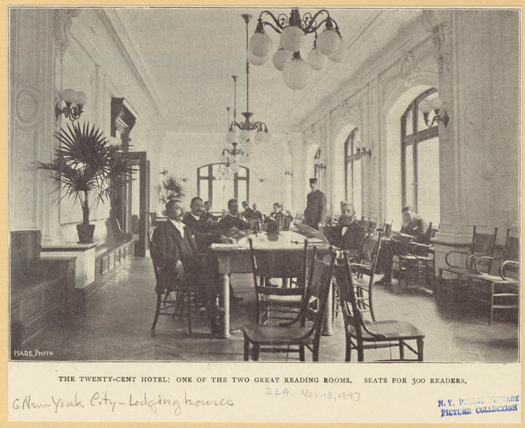 The Twenty-Cent Hotel : One of the two great reading rooms ; Seats for 300 readers